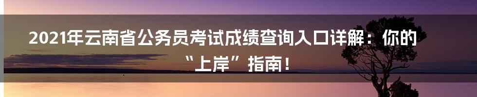 2021年云南省公务员考试成绩查询入口详解:你的“上岸”指南!