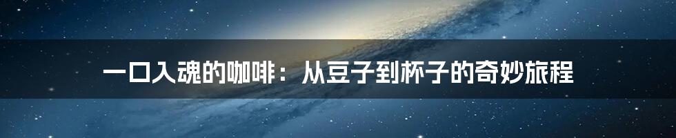 一口入魂的咖啡:从豆子到杯子的奇妙旅程