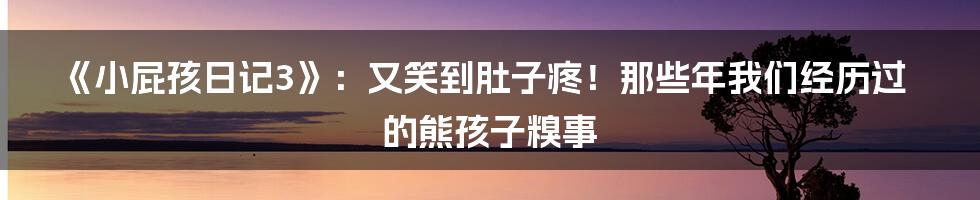 《小屁孩日记3》:又笑到肚子疼!那些年我们经历过的熊孩子糗事