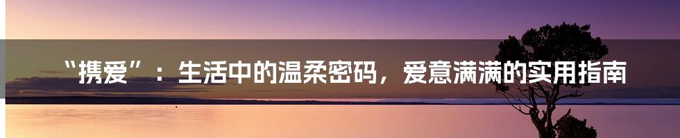 “携爱”：生活中的温柔密码，爱意满满的实用指南