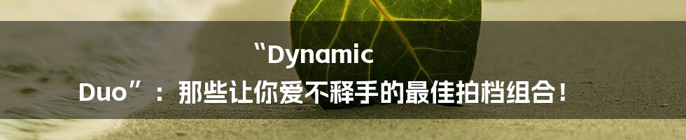 “Dynamic Duo”:那些让你爱不释手的最佳拍档组合!