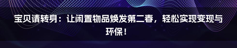 宝贝请转身:让闲置物品焕发第二春,轻松实现变现与环保!