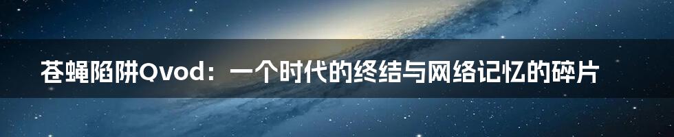 苍蝇陷阱Qvod：一个时代的终结与网络记忆的碎片
