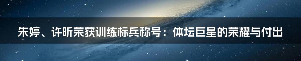 朱婷、许昕荣获训练标兵称号:体坛巨星的荣耀与付出