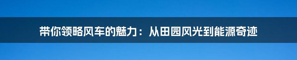 带你领略风车的魅力:从田园风光到能源奇迹