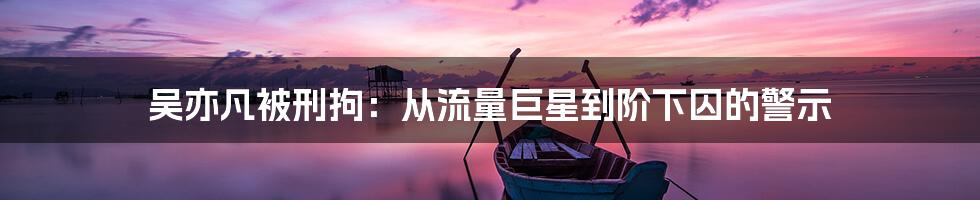 吴亦凡被刑拘:从流量巨星到阶下囚的警示