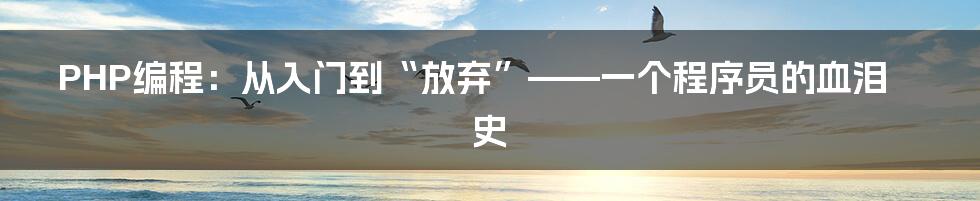 PHP编程：从入门到“放弃”——一个程序员的血泪史
