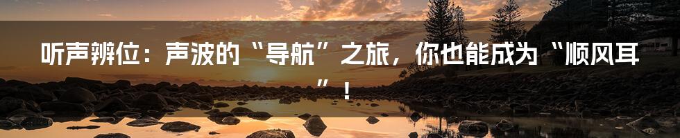 听声辨位:声波的“导航”之旅,你也能成为“顺风耳”!