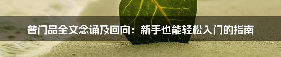 普门品全文念诵及回向:新手也能轻松入门的指南