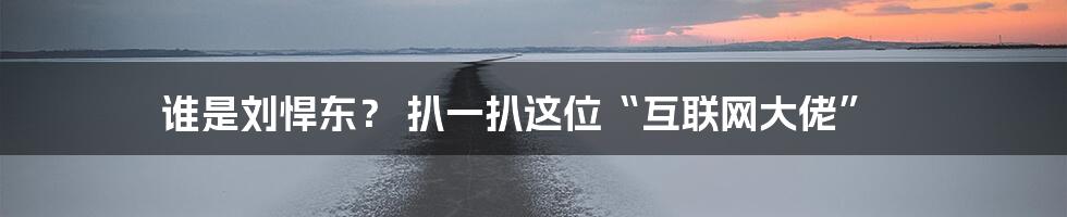 谁是刘悍东？ 扒一扒这位“互联网大佬”