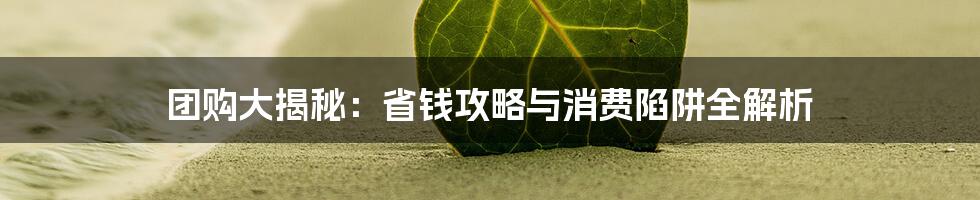 团购大揭秘:省钱攻略与消费陷阱全解析