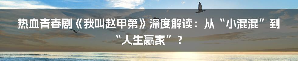 热血青春剧《我叫赵甲第》深度解读:从“小混混”到“人生赢家”?