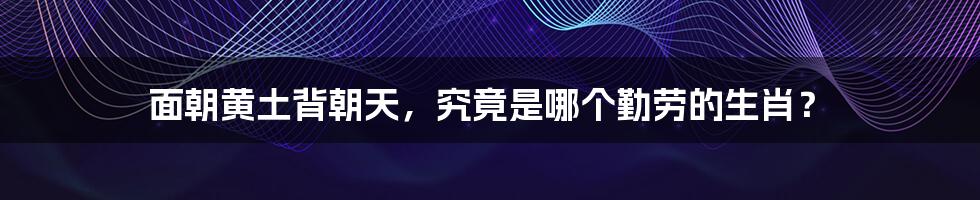面朝黄土背朝天，究竟是哪个勤劳的生肖？