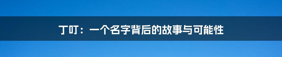 丁叮:一个名字背后的故事与可能性