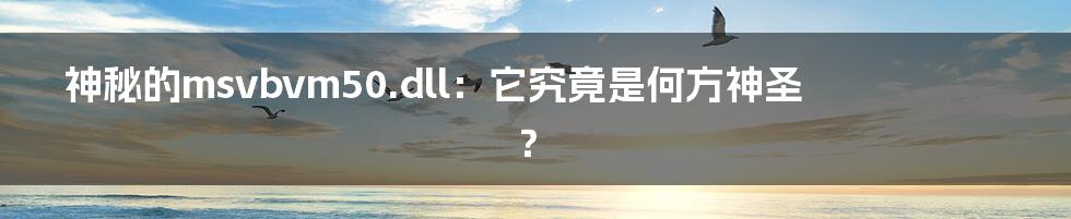 神秘的msvbvm50.dll:它究竟是何方神圣?
