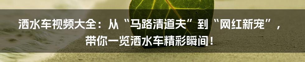洒水车视频大全:从“马路清道夫”到“网红新宠”,带你一览洒水车精彩瞬间!