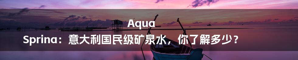Aqua Sprina:意大利国民级矿泉水,你了解多少?