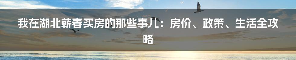 我在湖北蕲春买房的那些事儿:房价、政策、生活全攻略