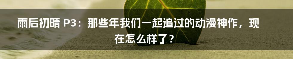 雨后初晴 P3:那些年我们一起追过的动漫神作,现在怎么样了?