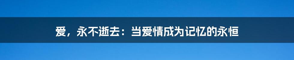 爱，永不逝去：当爱情成为记忆的永恒