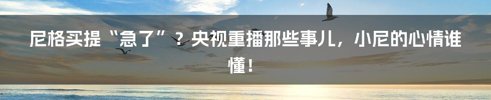 尼格买提“急了”?央视重播那些事儿,小尼的心情谁懂!