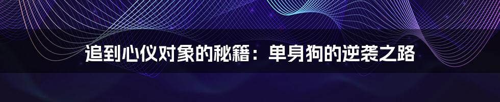 追到心仪对象的秘籍：单身狗的逆袭之路