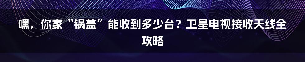 嘿,你家“锅盖”能收到多少台?卫星电视接收天线全攻略