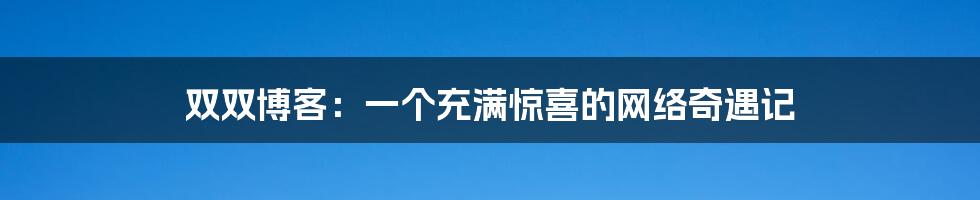 双双博客：一个充满惊喜的网络奇遇记