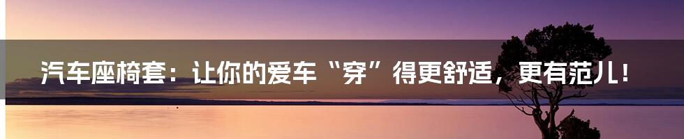汽车座椅套：让你的爱车“穿”得更舒适，更有范儿！