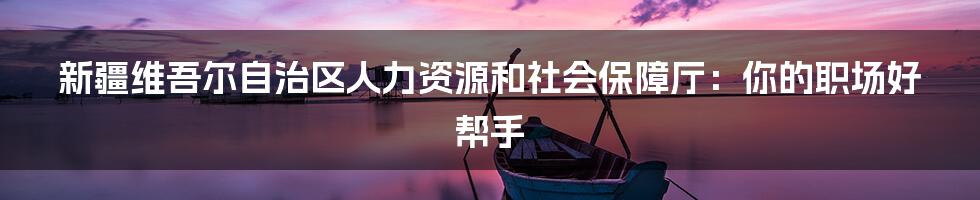 新疆维吾尔自治区人力资源和社会保障厅:你的职场好帮手
