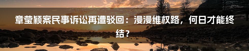 章莹颖案民事诉讼再遭驳回:漫漫维权路,何日才能终结?