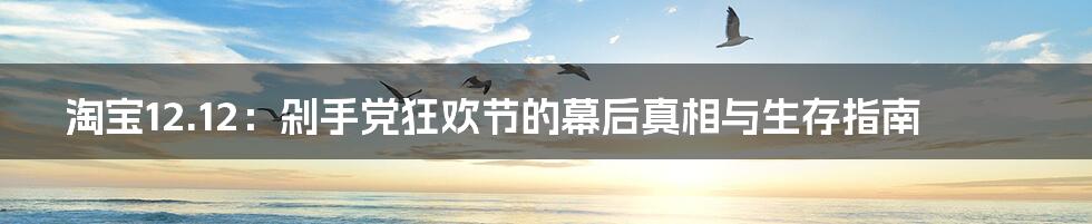 淘宝12.12:剁手党狂欢节的幕后真相与生存指南