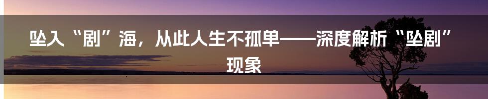 坠入“剧”海，从此人生不孤单——深度解析“坠剧”现象