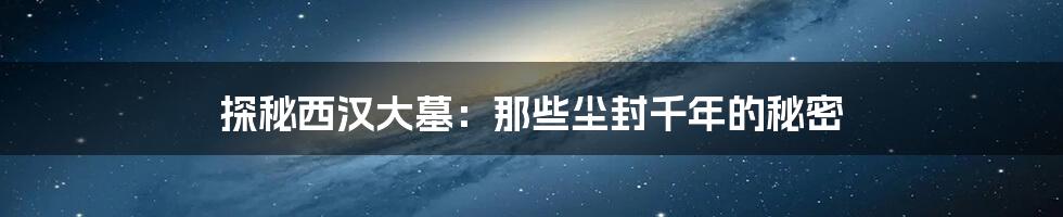探秘西汉大墓:那些尘封千年的秘密