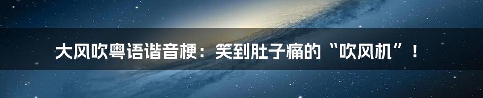 大风吹粤语谐音梗:笑到肚子痛的“吹风机”!