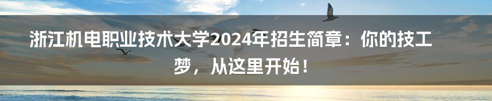 浙江机电职业技术大学2024年招生简章:你的技工梦,从这里开始!