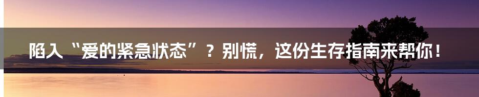 陷入“爱的紧急状态”?别慌,这份生存指南来帮你!