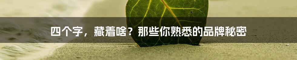 四个字，藏着啥？那些你熟悉的品牌秘密