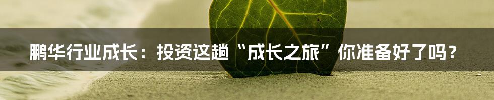 鹏华行业成长:投资这趟“成长之旅”你准备好了吗?