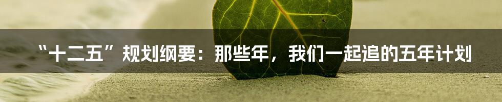 “十二五”规划纲要:那些年,我们一起追的五年计划