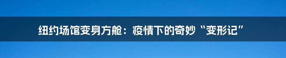 纽约场馆变身方舱:疫情下的奇妙“变形记”