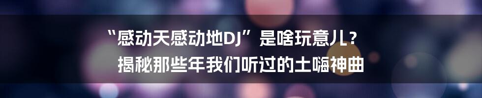 “感动天感动地DJ”是啥玩意儿? 揭秘那些年我们听过的土嗨神曲