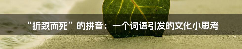 “折颈而死”的拼音:一个词语引发的文化小思考