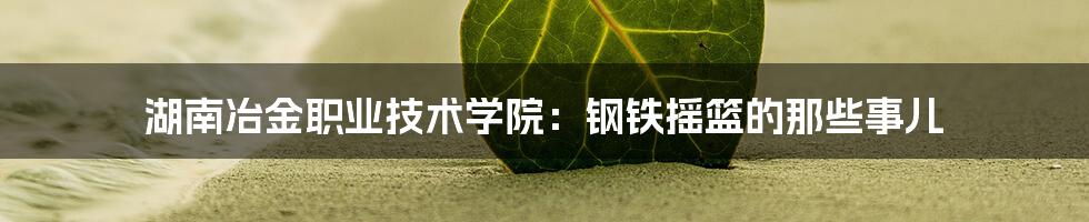 湖南冶金职业技术学院:钢铁摇篮的那些事儿
