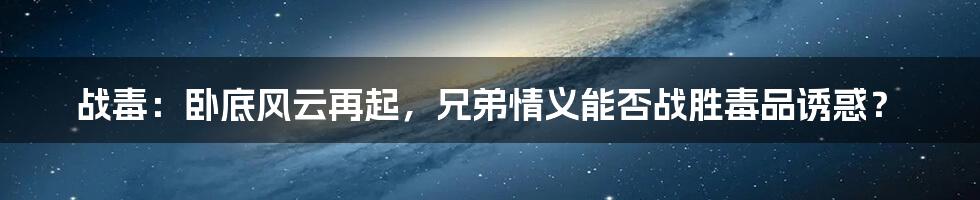 战毒：卧底风云再起，兄弟情义能否战胜毒品诱惑？