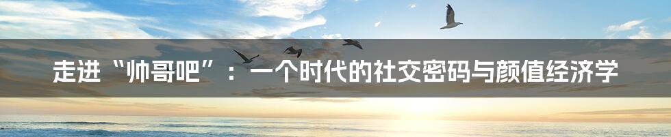 走进“帅哥吧”:一个时代的社交密码与颜值经济学