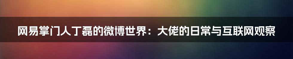 网易掌门人丁磊的微博世界:大佬的日常与互联网观察