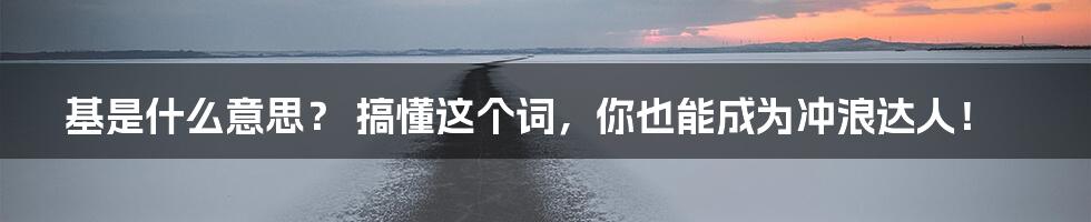 基是什么意思？ 搞懂这个词，你也能成为冲浪达人！