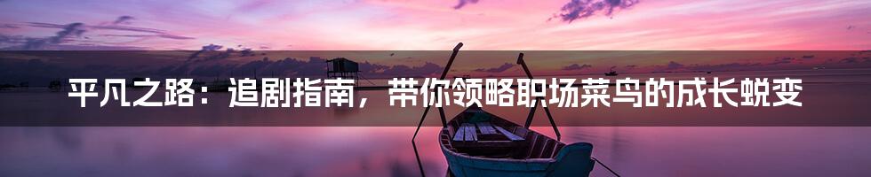 平凡之路:追剧指南,带你领略职场菜鸟的成长蜕变