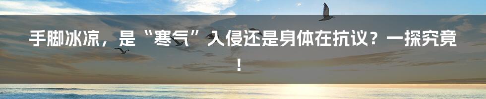 手脚冰凉,是“寒气”入侵还是身体在抗议?一探究竟!